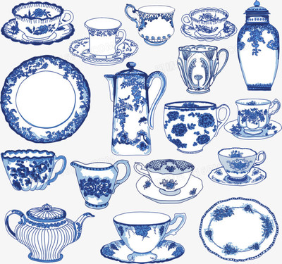 手繪青花瓷圖片免費(fèi)下載_高清PNG素材_圖精靈